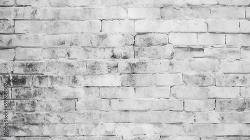 White brick concrete wall, grunge rough cement texture background. AI generative