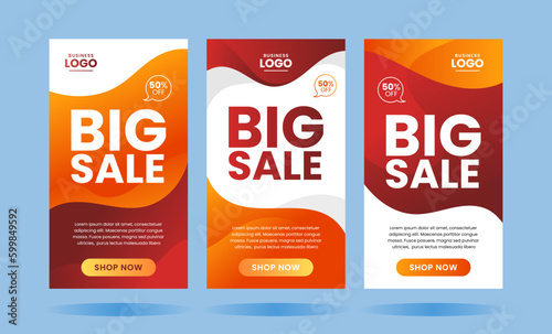 Set of modern gradient sale vertical banner for social media stories, web page, mobile phone. Sale banner template design special offer set