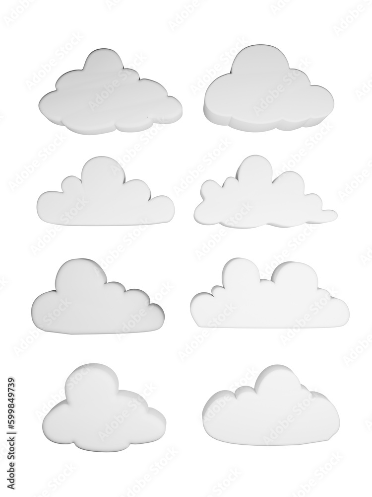 set of clouds emoji icon 3D set of clouds emoji icon 3D