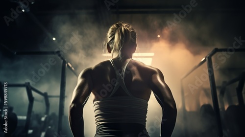 Fitness woman in the gym, Back muscles, Beautiful body, Workout, Generative AI