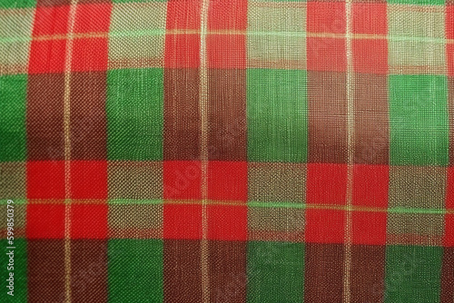 red fabric textile pattern, plaid background, linen cotton. AI generative © SANGHYUN