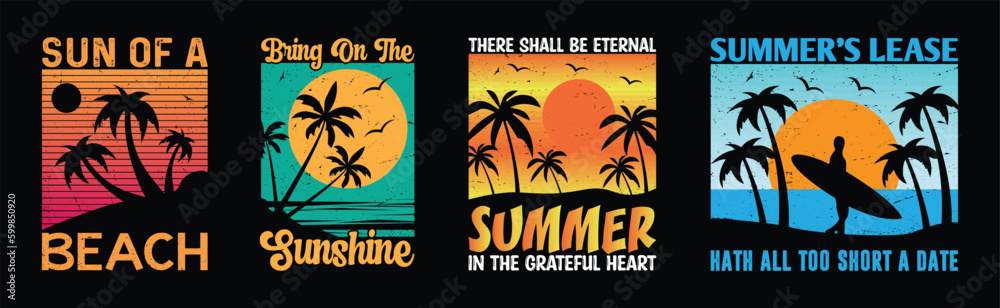 Summer T shirt Design Bundle, Vintage Summer T shirt  design, Beach shirt, Summer typography T shirt design Collection
