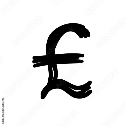 Scribble currency money finance sign icon Pound GBR. Vector illustration in hand made cartoon doodle style isolated on white background. For business, presentation.