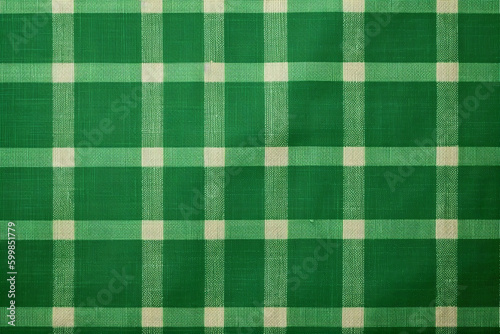 green fabric textile pattern, plaid background, linen cotton. AI generative