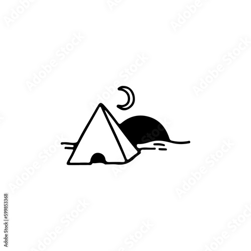 vector doodle illustration of a pyramid with moon