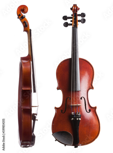 violin two side view isolated on white