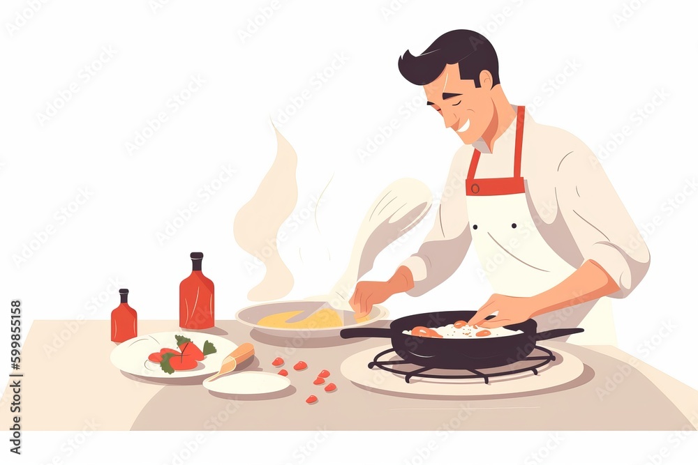 cartoon man cooking in the kitchen from generative ai cartoon man cooking in the kitchen from generative ai