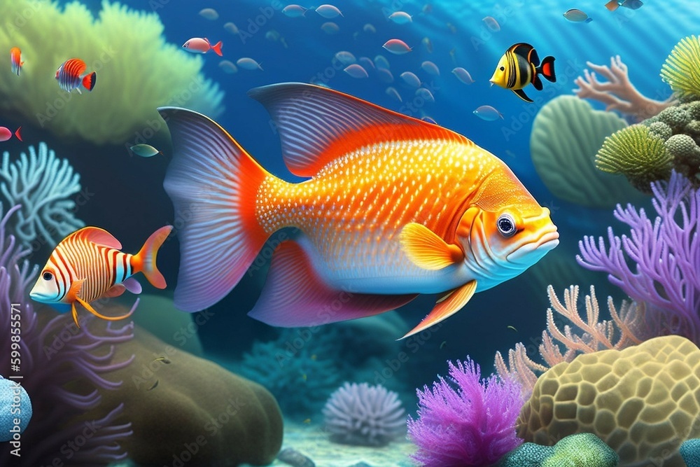 Tropical coral reef, AI generated. Tropical coral reef, AI generated.