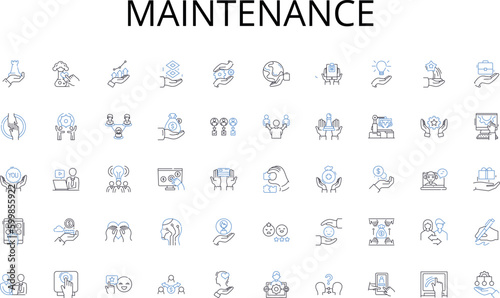 Maintenance line icons collection. Medical, Wellness, Patient, Hospital, Care, Insurance, Pharmacist vector and linear illustration. Physician,Medicare,Emergency outline signs set