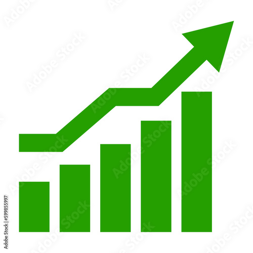 upward green graph icon on white background