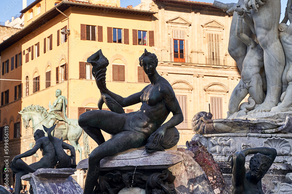 Doris, detail from the Fountain of Neptune on Piazza della Signoria in Florence, Italy. It was executed from Bartolommeo Ammannati's model by Andrea Calamech during 1563-75.