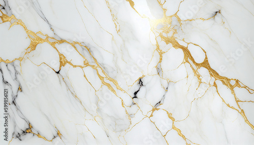 Natural White and Gold marble texture for skin tile wallpaper luxurious background. Generative AI
