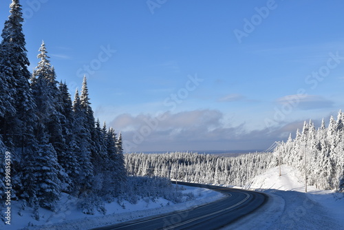 A country road in winter, Québec, Canada
