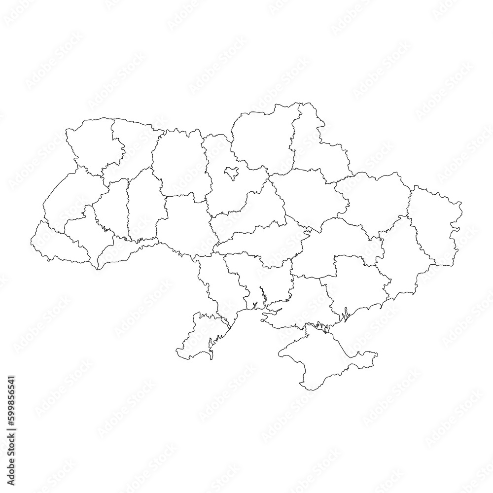 Ukraine map with provinces. Vector illustration.