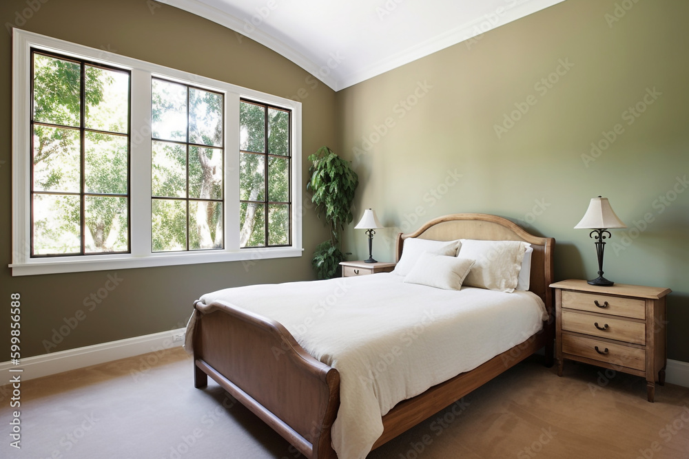 interior of a empty Serene bedroom with simple decor