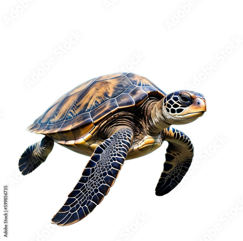 Loggerhead sea turtle, isolated, transparent background, no background. Generative AI.