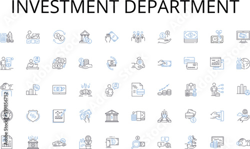 Investment department line icons collection. Innovation, Competition, Capitalism, Entrepreneurship, Market, Profits, Investment vector and linear illustration. Efficiency,Growth,Sustainability outline