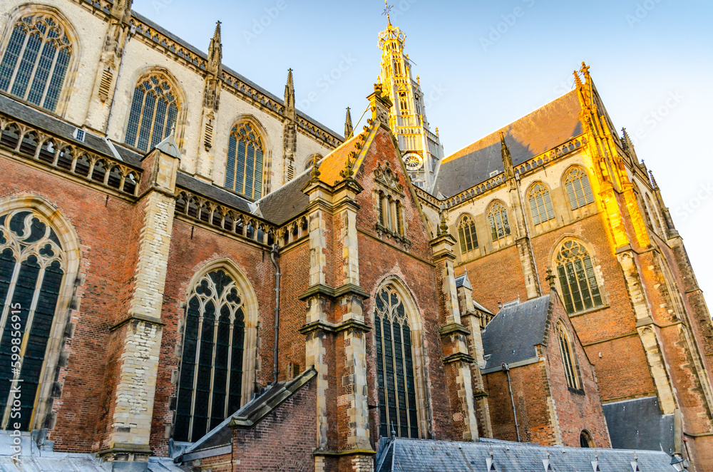 The Grote Kerk or St.-Bavokerk, a Reformed Protestant church and former Catholic cathedral in the city of Haarlem; The Netherlands.