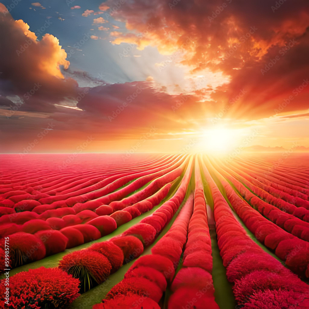 Obraz premium sunset over the field