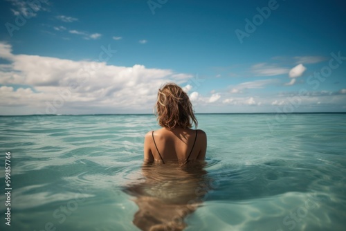 Woman in the sea, generative ai © AI BLONDY