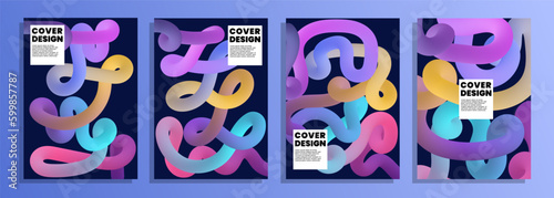 3d abstract cover background design vector set