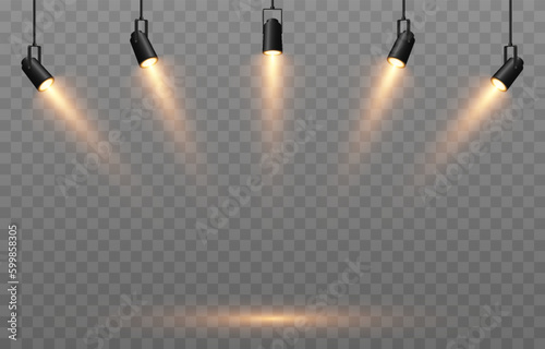 Vector light sources. Light from a spotlight png. Studio, studio lighting png. Spotlight png. Yellow light. Light effect.