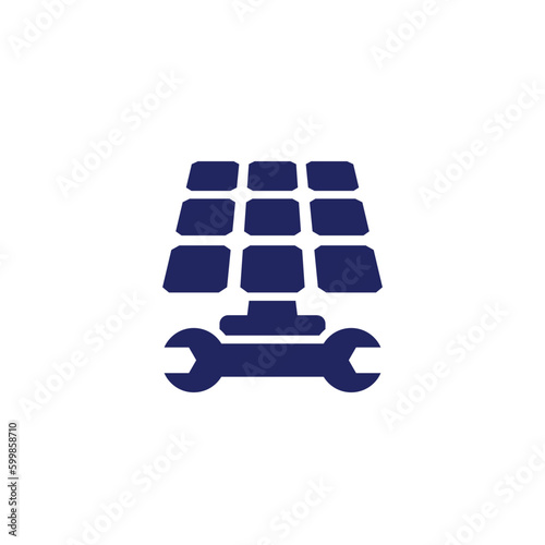 Solar panel installation icon with a wrench