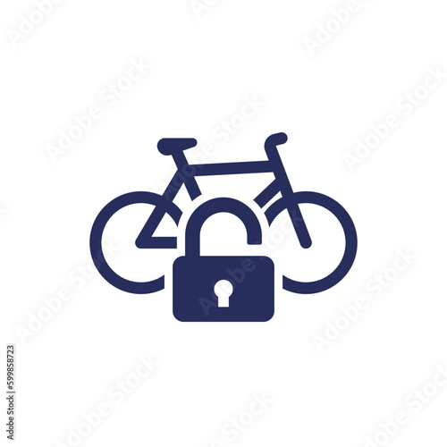 Unlock bike icon with a bicycle and a lock