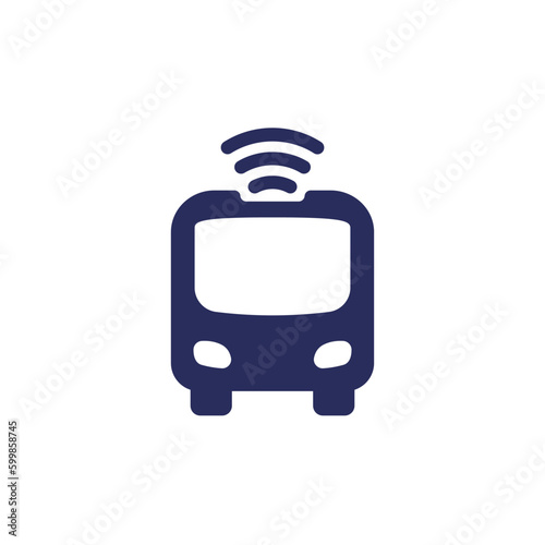 autonomous shuttle bus icon, driverless transport pictogram