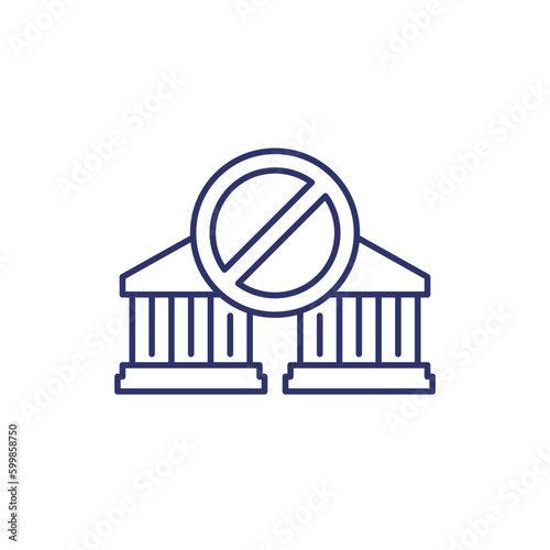 bank sanctions line icon, banking and finance