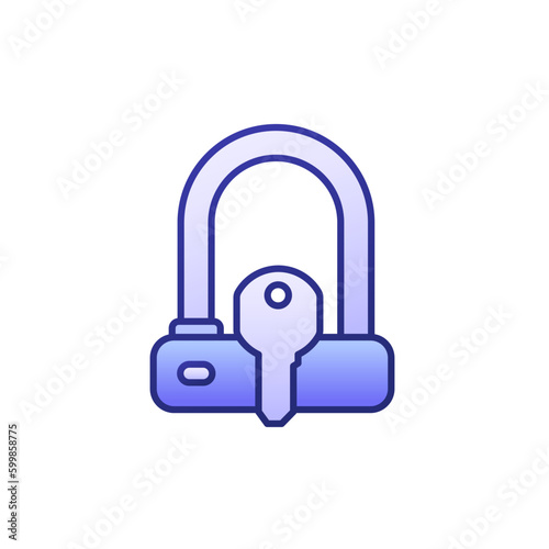 Bicycle U-Lock and a key icon with outline