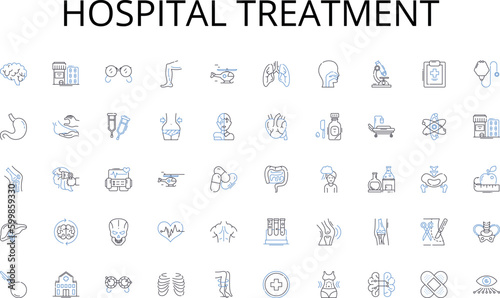 Hospital treatment line icons collection. Views, Thoughts, Beliefs, Perspectives, Impressions, Notions, Sentiments vector and linear illustration. Attitudes,Judgements,Standpoints outline signs set