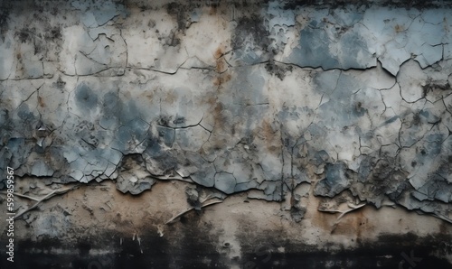  a wall that has a bunch of cracks in it and some paint on it. generative ai