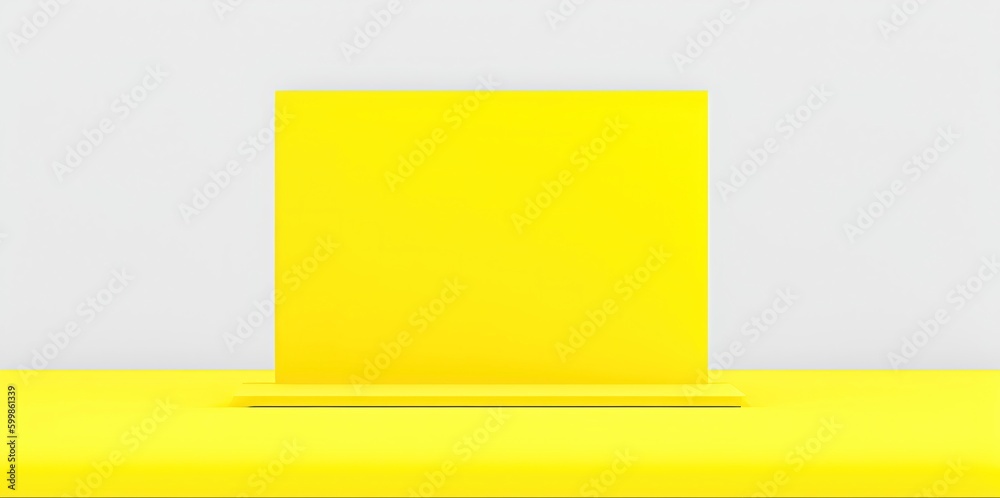Empty yellow table for product with white wall background.