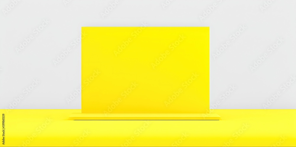 Empty yellow table for product with white wall background. Empty yellow table for product with white wall background.