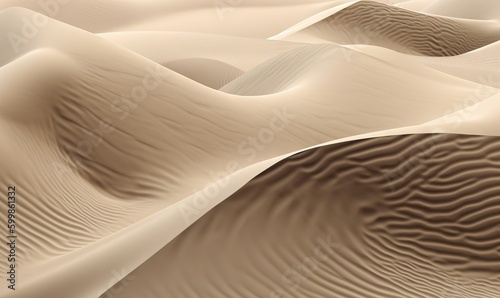 a desert landscape with a lot of sand dunes and a few trees.  generative ai © Olga