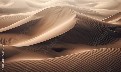  a group of sand dunes in a desert with a sky background.  generative ai