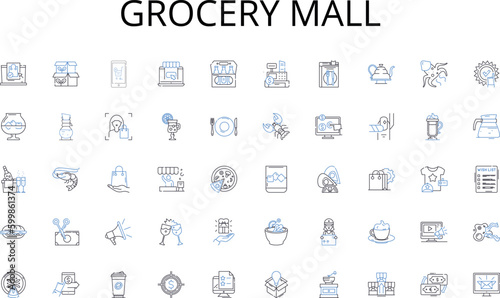 Grocery mall line icons collection. Fresh, Variety, Sourdough, Artisan, Crusty, Whole-grain, Bagels vector and linear illustration. Croissants,Brioche,Pastry outline signs set