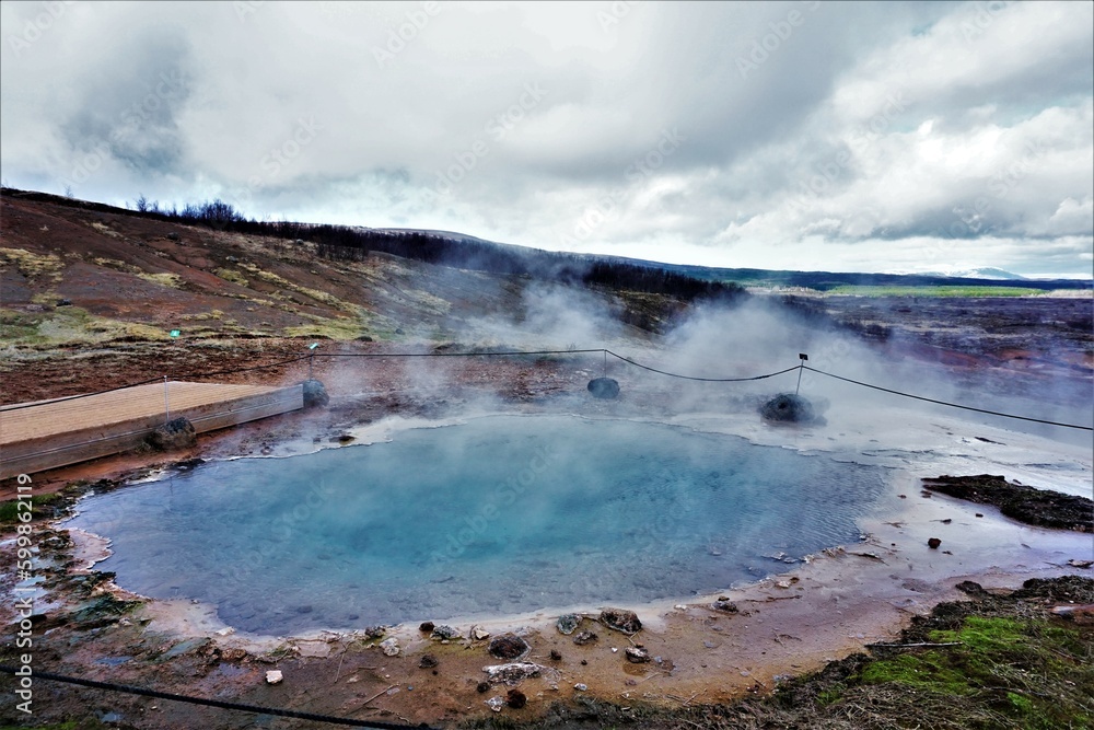 Geysir, źródła geotermalne, Islandia, Złoty krąg - obrazy, fototapety, plakaty 