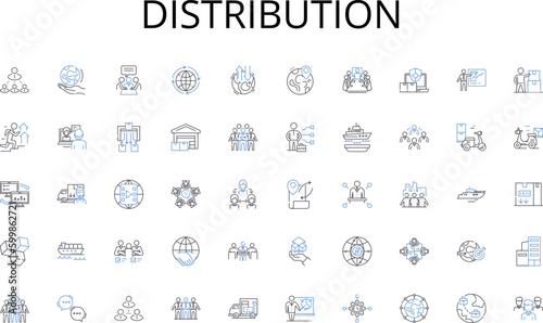 Distribution line icons collection. Strategic, Partnership, Collaboration, Joint venture, Synergy, Synergistic, Mutualism vector and linear illustration. Cooperation,Alliance,Affiliation outline signs