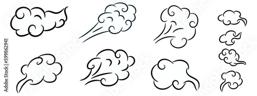curl cloud smoke cartoon effect vector