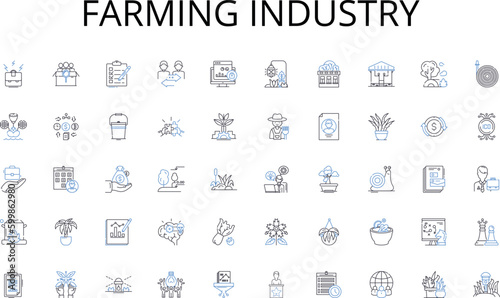 Farming industry line icons collection. Adventure, Exploration, Cityscape, Culture, Architecture, Streetscape, Discovery vector and linear illustration. Escapade,Wanderlust,Expedition outline signs