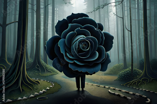 Baroque Roses in the Amazon Forest - Surreal Art created with Generative A photo