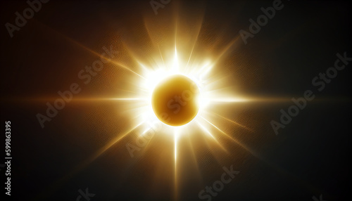 Radiant sunbeams illuminate the golden background with lens flare, a yellow sun with a starburst effect, Generative AI