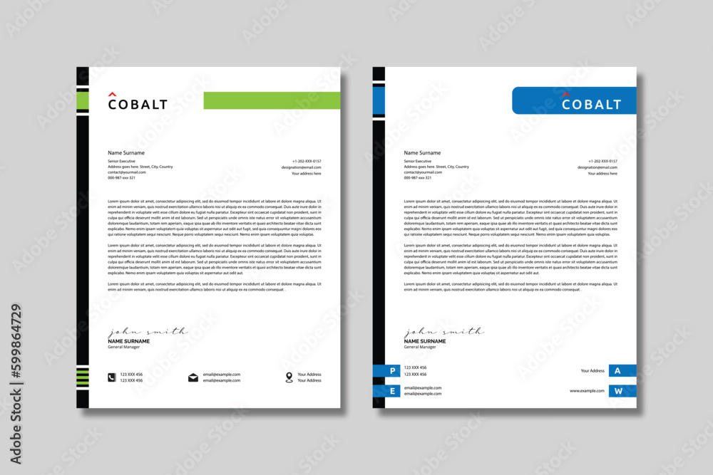 Modern Professional Letterhead in 2 variations