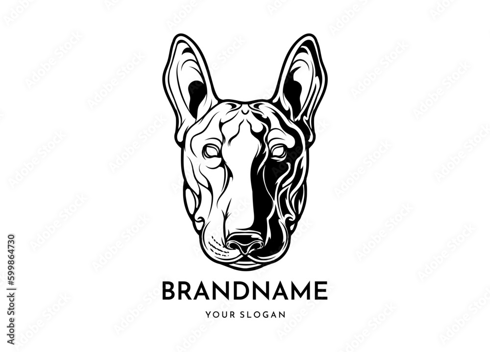 Bull terrier head face logo vector icon