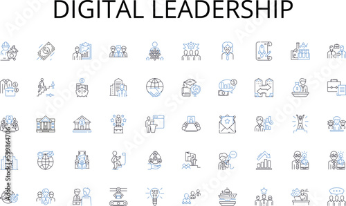 Digital leadership line icons collection. Illustration, Sketching, Painting, Drawing, Visualizing, Mapping, Articulating vector and linear illustration. Conceptualizing,Composing,Drafting outline