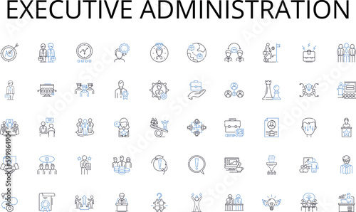 Executive administration line icons collection. Flavor, Cuisine, Ingredients, Creativity, Presentation, Taste, Recipes vector and linear illustration. Artistry,Techniques,Fusion outline signs set