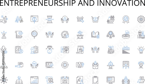 Entrepreneurship and Innovation line icons collection. Secretary, Receptionist, Assistant, Clerk, Coordinator, Administrator, Supervisors vector and linear illustration. Managers,Support,Customer