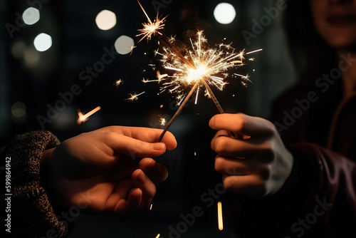 A person holding a sparkler in their hands created with Generative AI technology